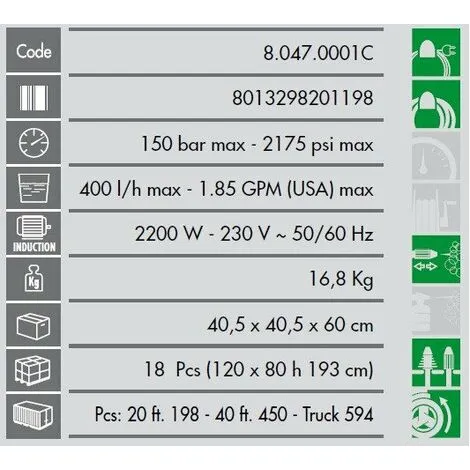 Lavor - Nettoyeur Haute Pression 150 Bars 2200W 400L/h - VERTIGO 22 2 Lavor - Nettoyeur Haute Pression 150 Bars 2200W 400L/h - VERTIGO 22 – Image 2